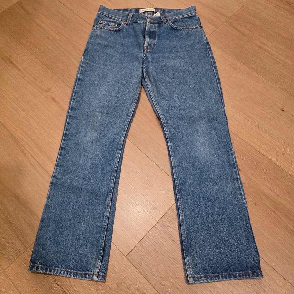 VTG Gap Blue Jeans Womens 6 Ankle Boot Cut Medium Wash Button Fly Cotton Denim